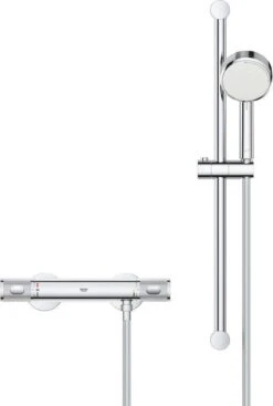 GROHE Grohtherm-1000 Performance Renovatieset - Met Thermostaatkraan, Koppelingen, Glijstang En Hoofddouche - CoolTouch - Chroom -Mooie Badkamer 808x1200 2
