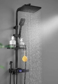 Merkloos Compleet Douchesysteem | ABS Doucheset | Mat Zwarte Hoofddouche En Handdouche | Vierkante Regendouche Voor Badkamer | Verstelbaar | Temperatuur Display | 360° Draaibaar -Mooie Badkamer 833x1200 2