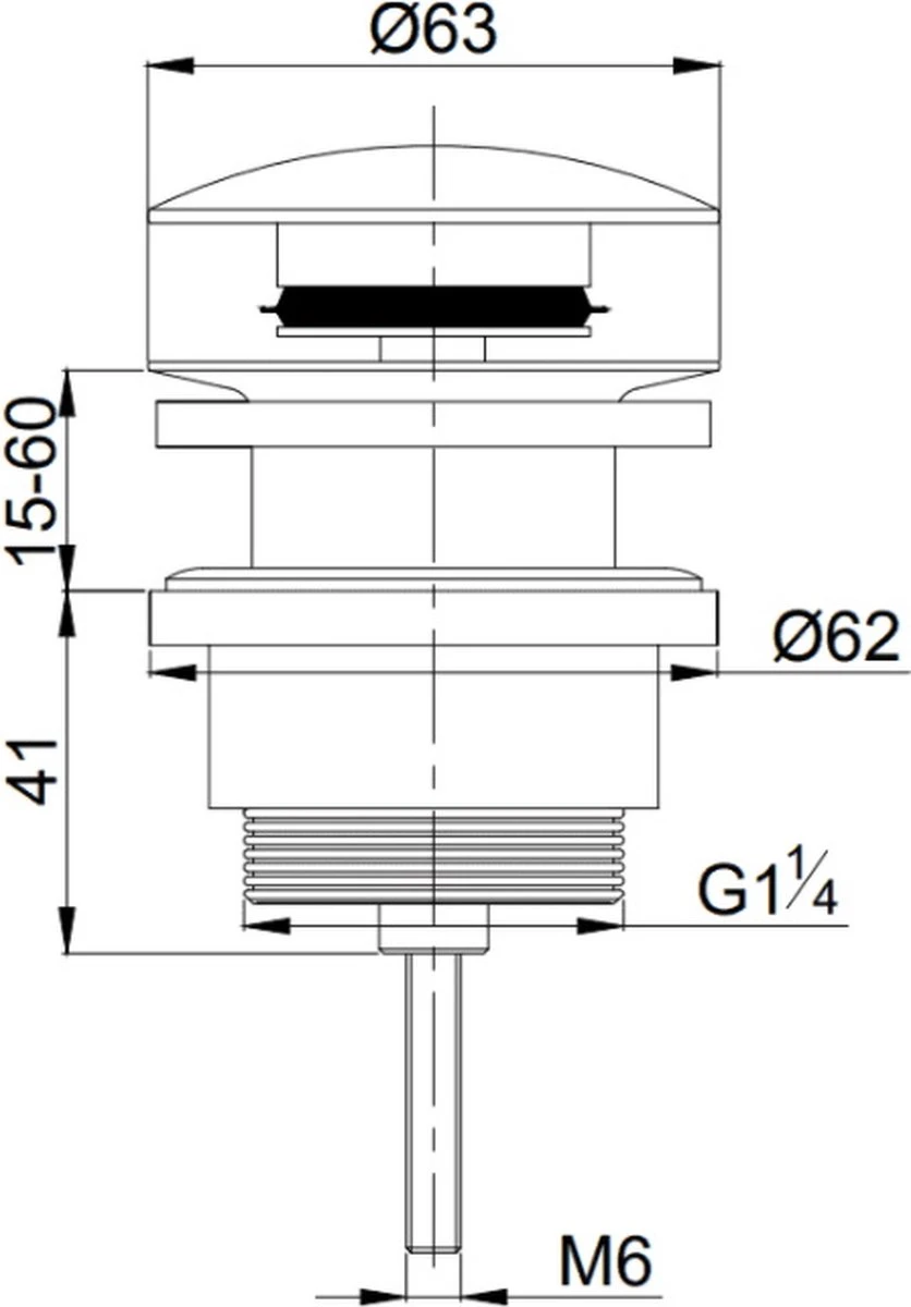 Luxe Click Waste Afvoerplug 1¼" Mat Zwart 2 Luxe Click Waste Afvoerplug 1¼" Mat Zwart - Afbeelding 2