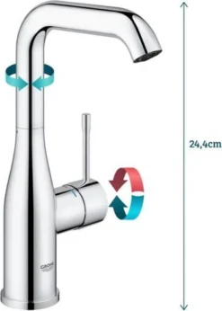 GROHE Essence New Wastafelkraan - Met EcoJoy® - Draaibare Uitloop - Zonder Waste - Chroom - 23541001 -Mooie Badkamer 857x1200 1