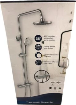 SAAR Opbouw Douche Set - Rond - Thermostaatkraan - Glijstang - Regendouche - Handdouche - Mat Zwart -Mooie Badkamer 875x1200 4