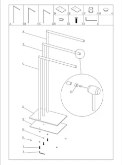 Sealskin Tube - Handdoekrek 3-armig Vrijstaand - Chroom -Mooie Badkamer 888x1200