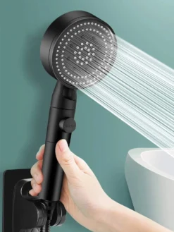Merkloos Waterbesparende Douchekop - Handdouche - Regendouche - Met ECO STOP Knop - 5 Standen - ABS - Zwart -Mooie Badkamer 901x1200 3