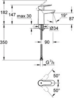 GROHE BauEdge Wastafelkraan - Met EcoJoy® - Zonder Waste - Chroom - 23330000 15 GROHE BauEdge Wastafelkraan - Met EcoJoy® - Zonder Waste - Chroom - 23330000 -Mooie Badkamer 907x1200