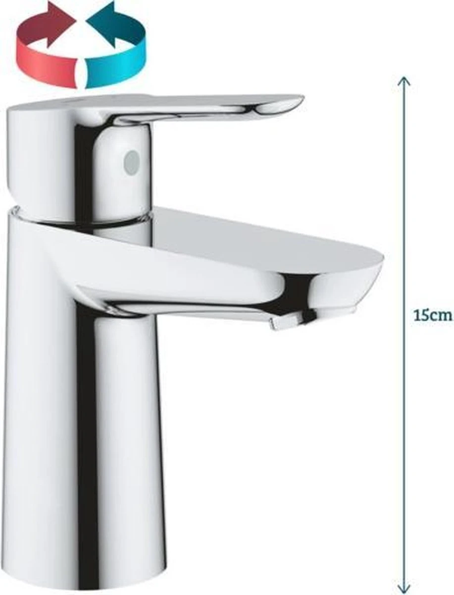 GROHE BauEdge Wastafelkraan - Met EcoJoy® - Zonder Waste - Chroom - 23330000 6 GROHE BauEdge Wastafelkraan - Met EcoJoy® - Zonder Waste - Chroom - 23330000 - Afbeelding 6