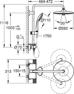 GROHE QuickFix Vitalio Joy 260 Regendouche - CoolTouch - Met Planchet - ø 26 Cm - Chroom -Mooie Badkamer 948x1200 3