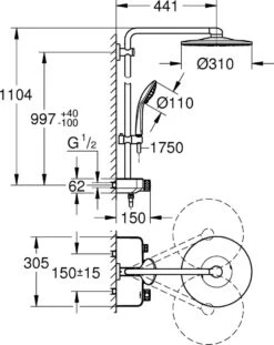GROHE Euphoria SmartControl 310 Regendouche - CoolTouch - FastFixation - ø 31 Cm - Chroom -Mooie Badkamer 953x1200