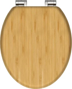 SCHÜTTE WC-Bril 81101 NATURAL BAMBOO - Massief Bamboe - Soft Close - Verchroomde Scharnieren