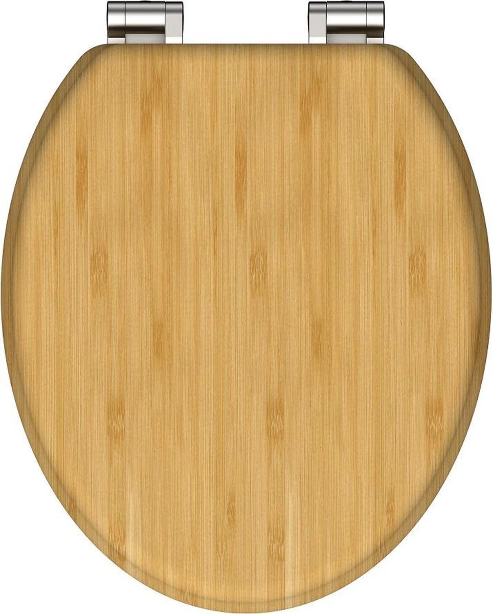 SCHÜTTE WC-Bril 81101 NATURAL BAMBOO - Massief Bamboe - Soft Close - Verchroomde Scharnieren 1 SCHÜTTE WC-Bril 81101 NATURAL BAMBOO - Massief Bamboe - Soft Close - Verchroomde Scharnieren